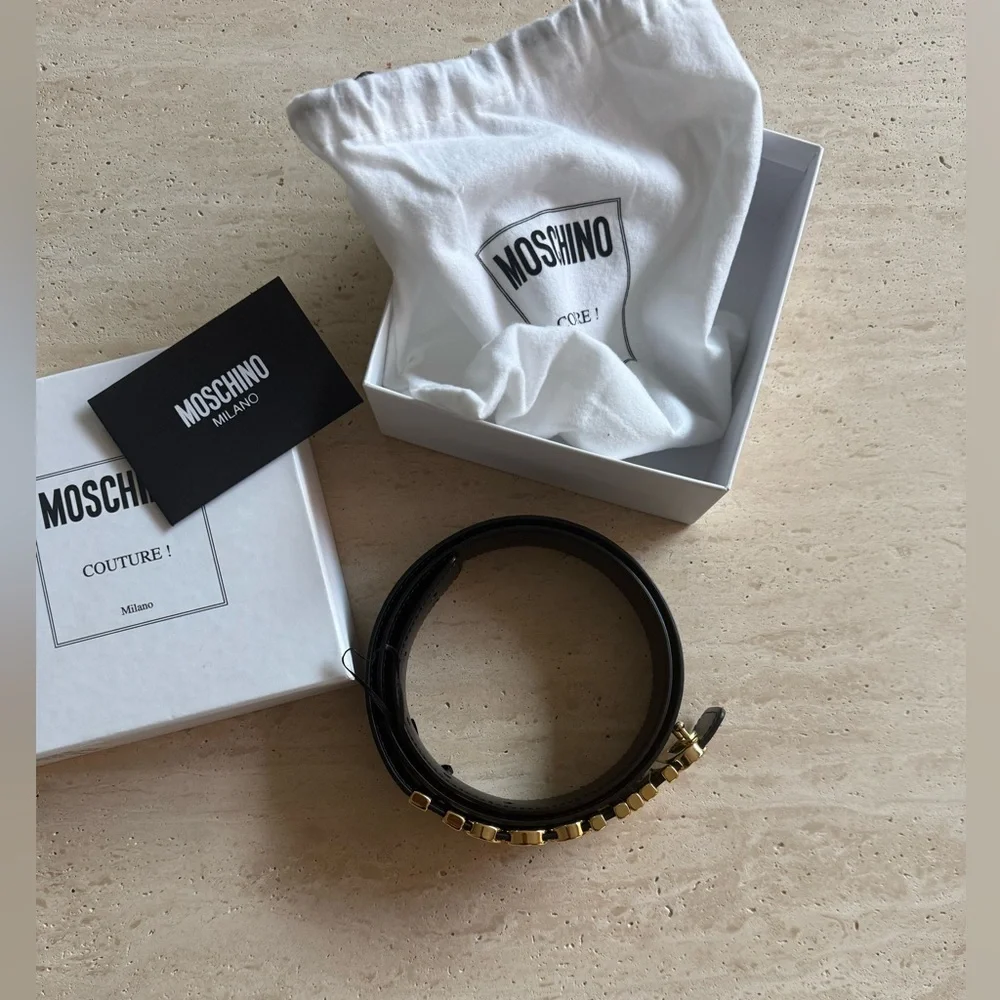 New MOSCHINO Genuine Leather Belt Black